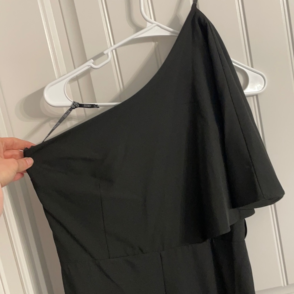 Black one shoulder jumpsuit